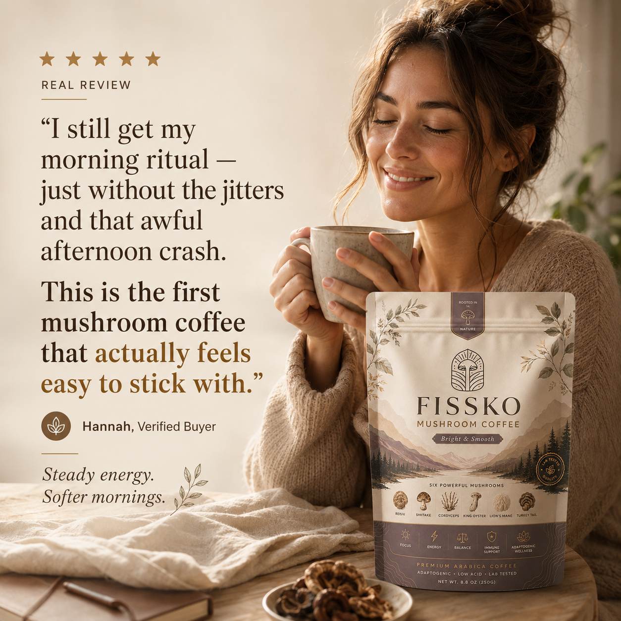 FISSKO Six Mushrooms. One Cup.