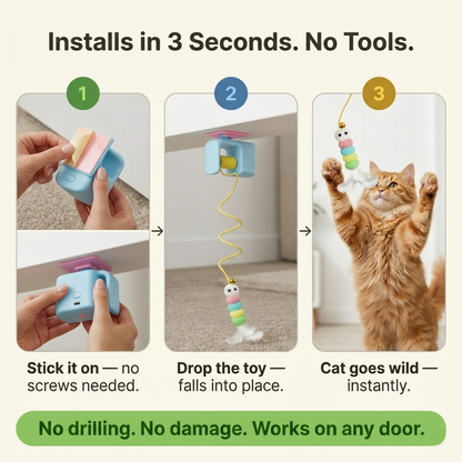 Smart Yoyo Cat Toy, Door Hanging Auto Swing with Feather Caterpillar