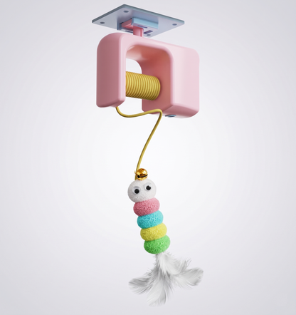 Smart Yoyo Cat Toy, Door Hanging Auto Swing with Feather Caterpillar