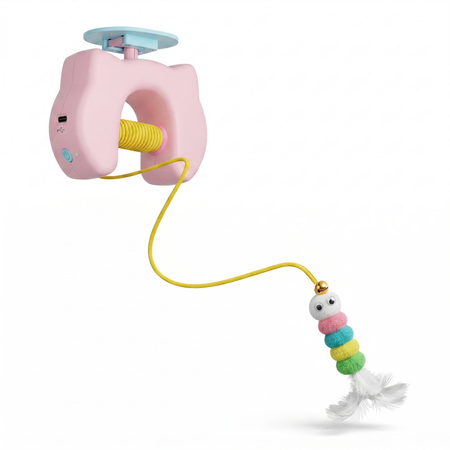 Smart Yoyo Cat Toy, Door Hanging Auto Swing with Feather Caterpillar